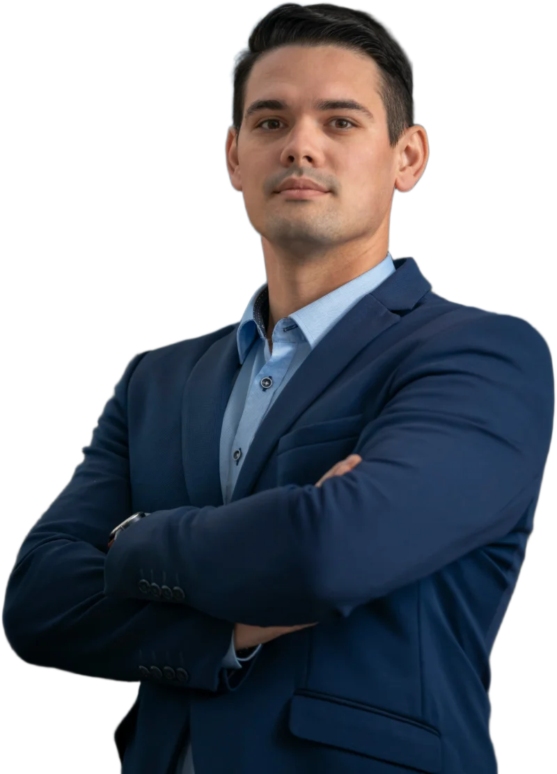 Confident employer with arms crossed